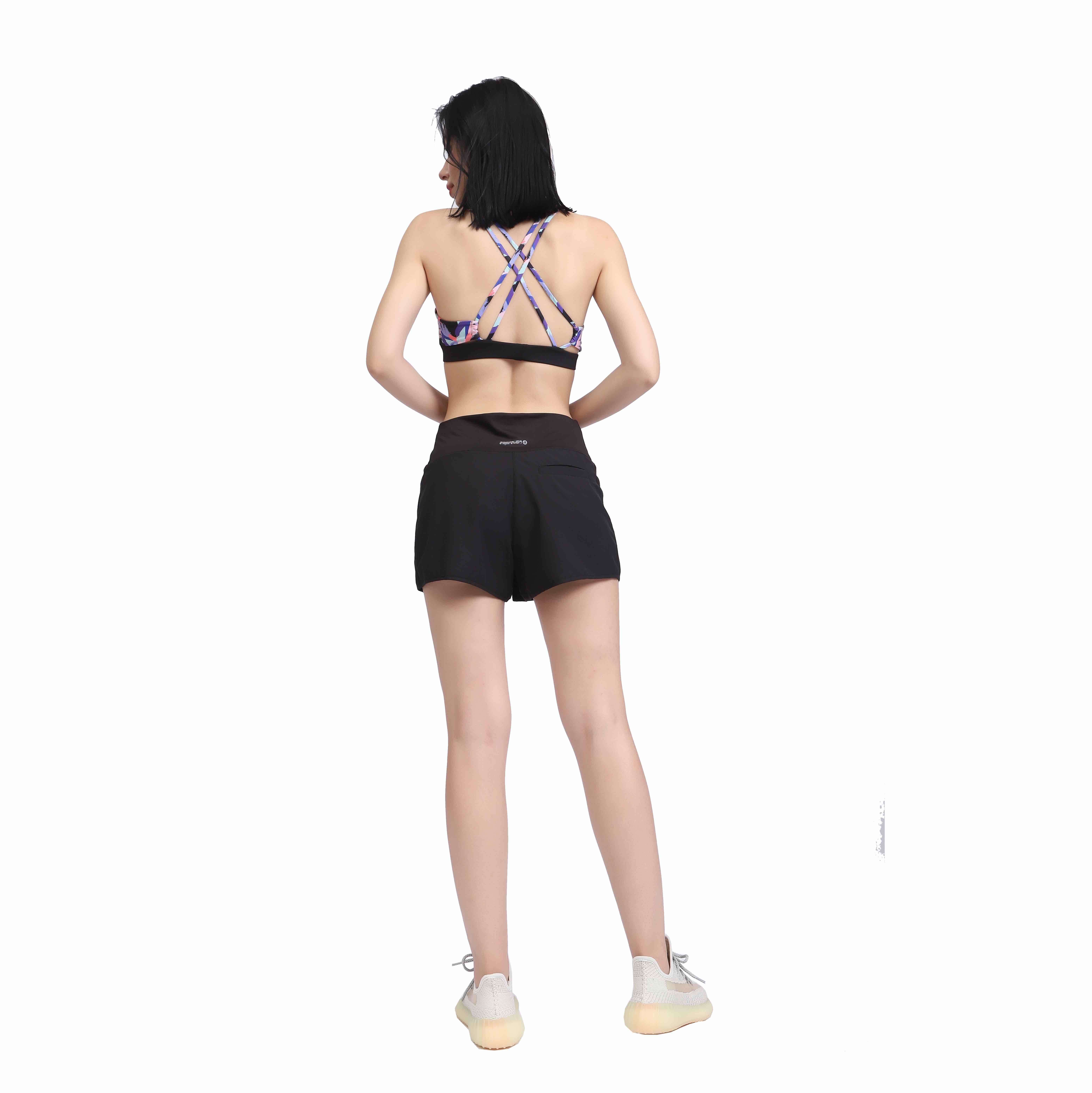 Frauen mit schnellen Sportarten von Frauen mit hoher Kreuzung Taille Taille-Trainingshorts 