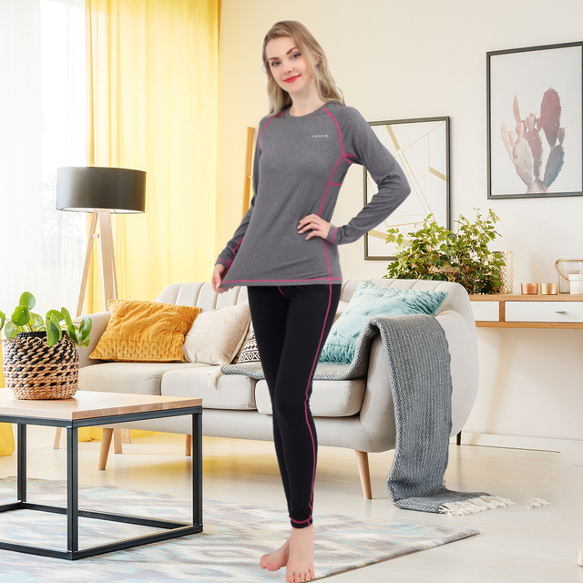 Women Thermal Unterwäsche Long Johns Basisschicht innere Fleece oberen unteren 2 PCs Set