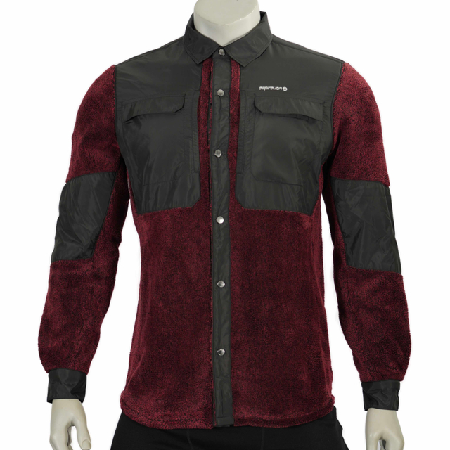 Herren Wandern Camping winddichte zottelige Fuzzy Melange Vlies Hemden