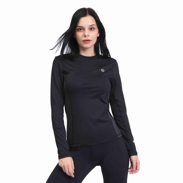 Schwarzer Motorhalskompressions -Baselayer Langarmis für Frauen