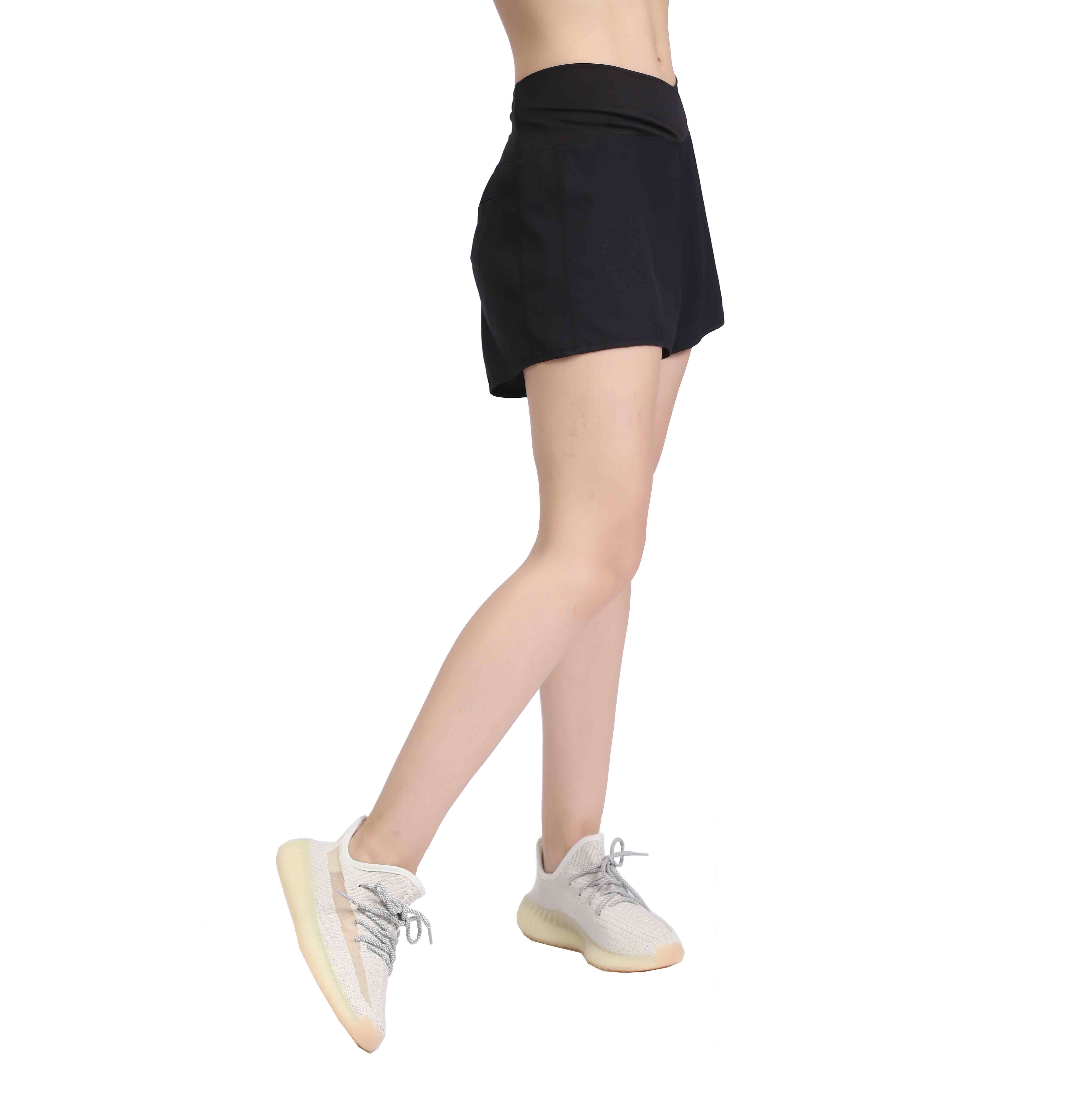 Frauen mit schnellen Sportarten von Frauen mit hoher Kreuzung Taille Taille-Trainingshorts 