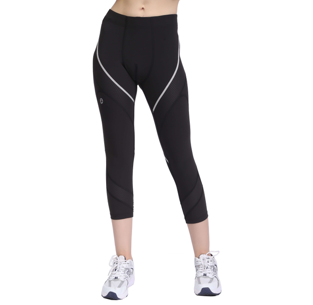 Frauen geprägte Panel reflektierende laufende Capri -Legging