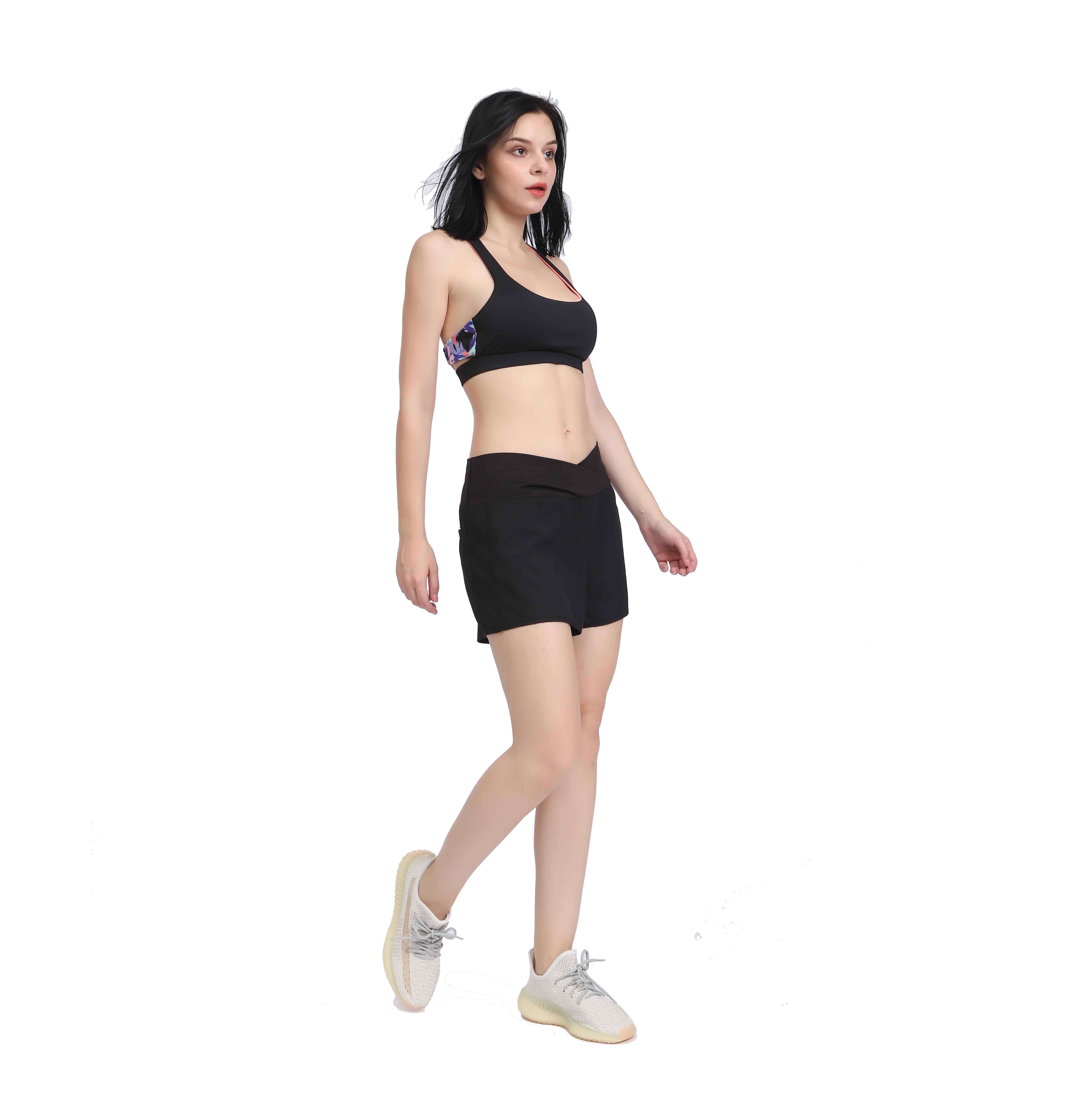 Frauen mit schnellen Sportarten von Frauen mit hoher Kreuzung Taille Taille-Trainingshorts 